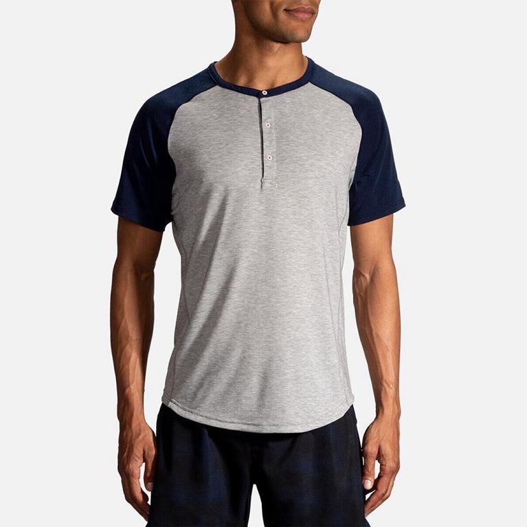 Brooks Cadence Men's Short Sleeve Running Shirt - Grey (75683-KJZM)